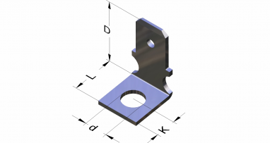 Tab 6.3x0.8 Fixing hole Ø 4.3 'L' shaped