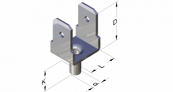 Tab 6.3x0.8 parallel rivet 'u' shaped